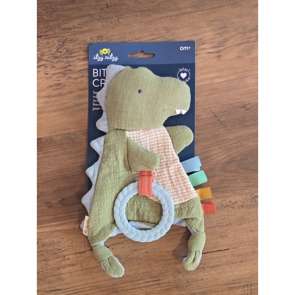 Itzy Ritzy Bitzy Crinkle Dinosaur Sensory Baby Toy with Teether Green 0m+
